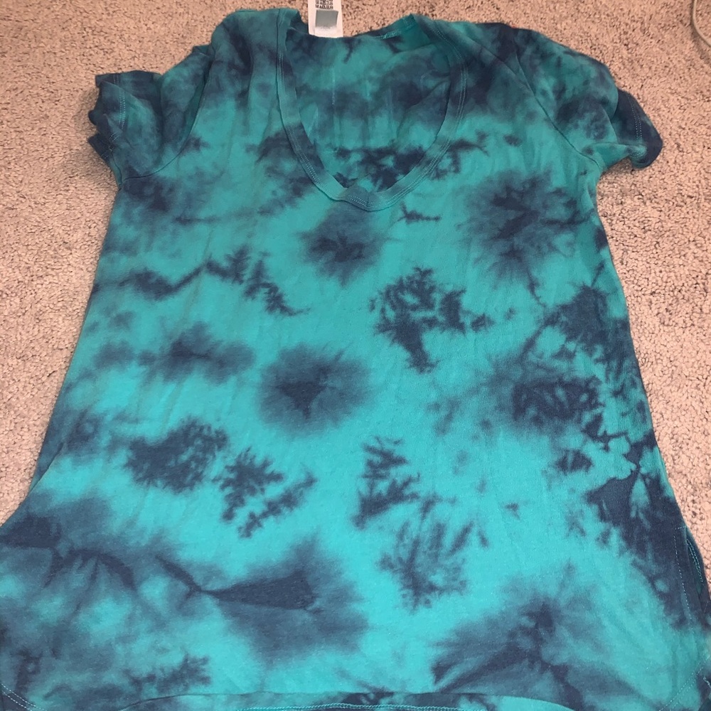 PINK tie-dye blue and turquoise shirt